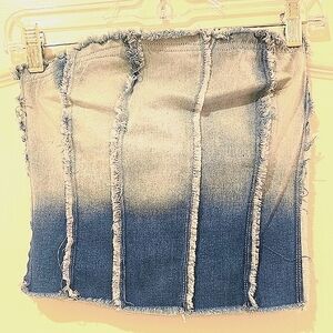 Fashion Nova Denim Bustier with Lace-up Back